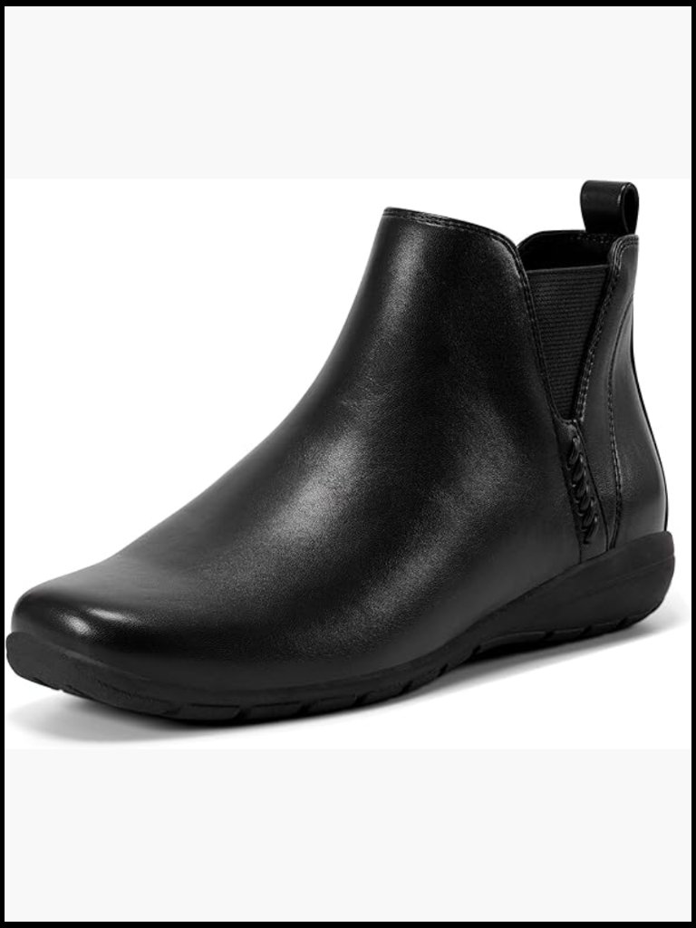 Ankle Bootie With Side Zipper Cushioned Insole Arch Support Comfort